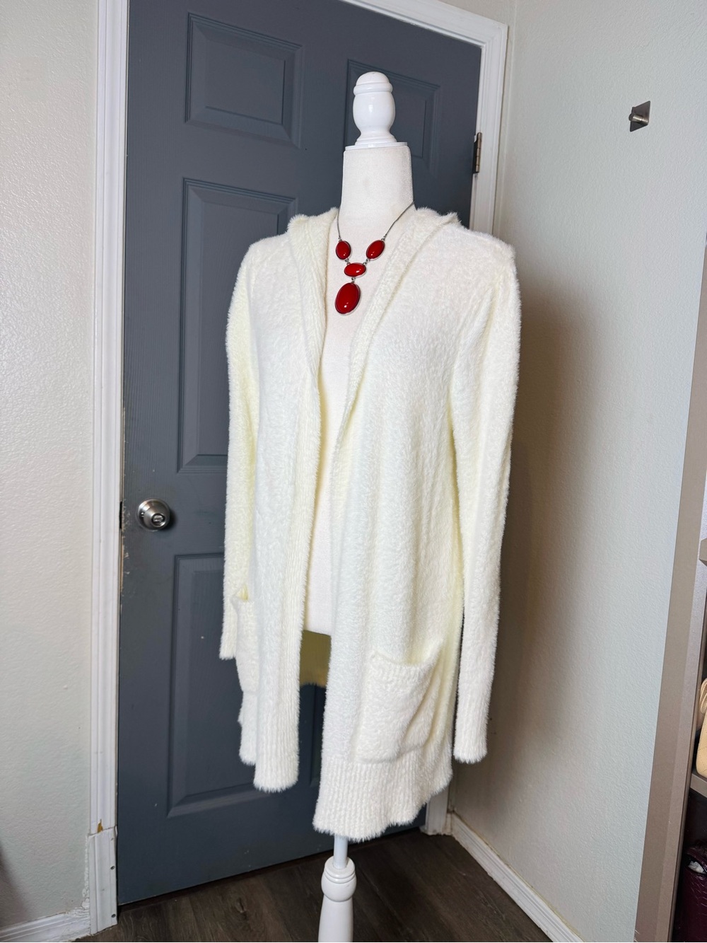 Cream Fuzzy Cardigan